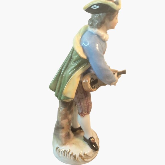 Vintage Porcelain Figurine Man Mandolin Musician Renaissance Festival Signed JE - Picture 4 of 7